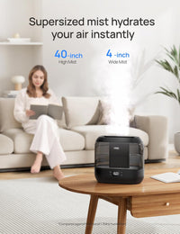 DREO Smart Humidifier for Bedroom Baby, 4L Cool Mist Humidifiers for Home, 28dB Quiet Humidifier, LED Display, Humidity Sensor, Oil Diffuser, 36H Runtime, Nightlight, Top Fill, Touch/APP/Voice Control