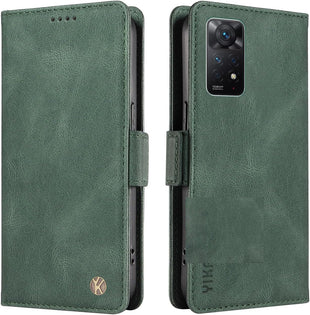 ILING Case for Xiaomi Redmi Note 11 Pro+ Plus 5G, Ultra-thin Leather PU Skin Wallet Cover Flip Folio Shockproof Case with Card Slots, Kickstand, Magnetic Close, RFID Blocking (Green)