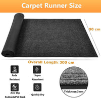 Nisorpa Carpet Runners for Hallways 90x300cm Hallway Runner with Non Slip Back Dirt Stopper Extra Long Hall Runner Washable Runner Mat for Home office Kitchen Gray