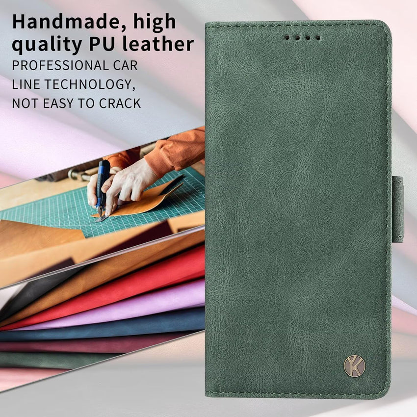 ILING Case for Xiaomi Redmi Note 11 Pro+ Plus 5G, Ultra-thin Leather PU Skin Wallet Cover Flip Folio Shockproof Case with Card Slots, Kickstand, Magnetic Close, RFID Blocking (Green)
