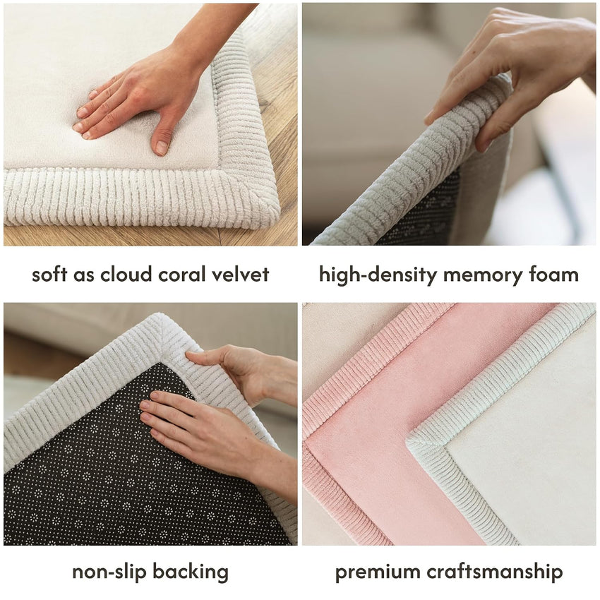 Premium Large Coral Velvet Baby Play Mat 200x150x2.5cm, Grey High-Density Memory Foam Area Rug Stylish Playmat for Floor with Non-Slip Backing for Crawling, Soft Play & Tummy Time - Easy Care Rug