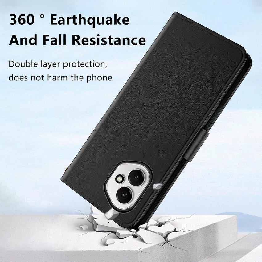 Aiziki For Honor 400 Phone Case(Not Fit 400 Pro), Leather Flip Case with 3 Card Slots & Kickstand, Anti-Drop, Magnetic Closure, Compatible with Honor 400 Case- Black