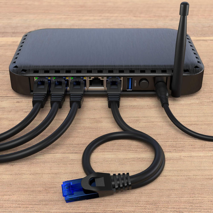 KabelDirekt â Network Cable 5Gbps â 100ft, Black | The Ethernet cord transmits the maximum fiber-optic speed offered by your internet provider