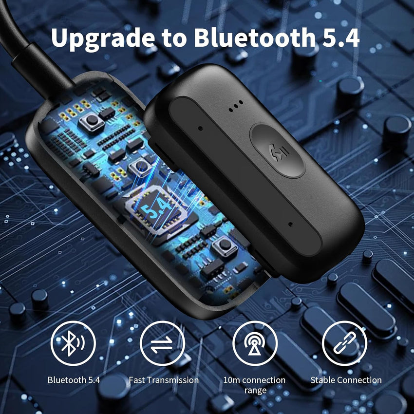 MOXYOY Bluetooth 5.4 Transmitter Receiver, 2-in-1 Wireless Aux Bluetooth Adapter, 3.5mm Jack Connection Compatible with Car, Airplane, TV, Headphone, Airpods, Speaker