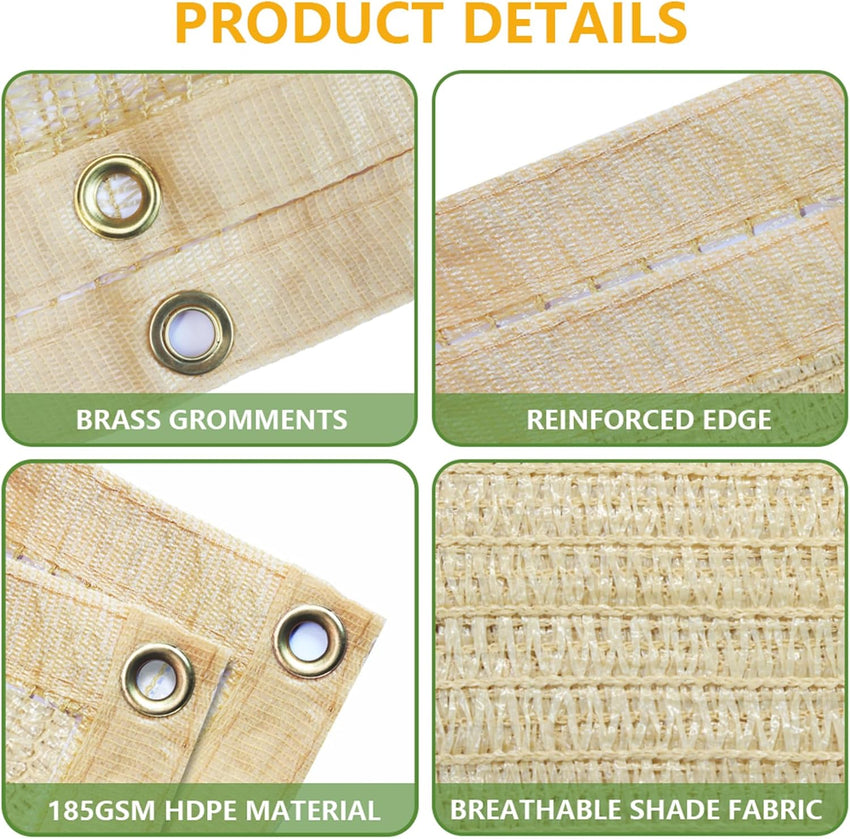 Sun Shade Cloth 90% UV Protection 8x10ft â Beige
