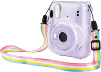 Yosuny Portable Case Compatible with Fujifilm Instax Mini 11 Instant Camera with Adjustable Strap and Storage back pocket (Transparent shell)