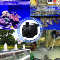 BARST 1500L/H Submersible Water Pump, Ultra Quiet Aquarium Pump for Fountains, Pool, Fish Tank, Pond, Hydroponics, Statuary with 4 Srtong Suction Cups,3 Nozzles (30W, 5m Power Cord)