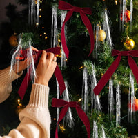 Christmas Tree Decorations Velvet Bows with Twist Ties â Burgundy