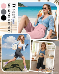 Womens Bermuda Shorts 3-Pack Mid-Length Casual Summer Shorts 3-Color XL