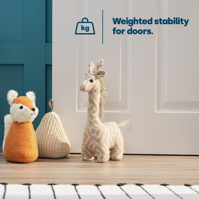 Weighted Door Stop Heavy Sand-Filled Fabric Cover - Giraffe