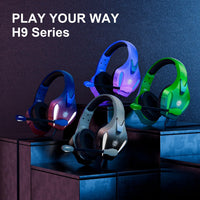 YOTMS PS4 Gaming Headset for Xbox One, PS5, PC, Wired Gaming Headset with Bass Surround, Over Ear Headphones with Mic, 3.5mm interface (Violet)