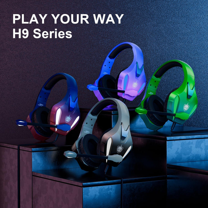 YOTMS PS4 Gaming Headset for Xbox One, PS5, PC, Wired Gaming Headset with Bass Surround, Over Ear Headphones with Mic, 3.5mm interface (Violet)