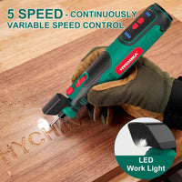 Cordless Rotary Tool 8V 2.0Ah 5ÃÂ¢ÃÂÃÂSpeed 30,000rpm with 145pc Accessories & LED Light ÃÂ¢ÃÂÃÂ 145pc Kit