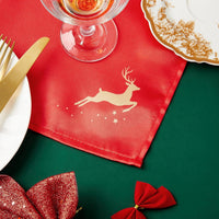 Christmas Cloth Napkins Set of 12 Soft Satin Reusable Table Napkins Ã¢ÂÂ Golden Deer