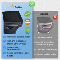 Car Window Shades for Baby Stretchable Breathable Sun Protection - Pack of 2