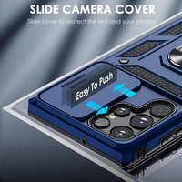 for Samsung Galaxy S25 Ultra Case with 2 Pack Screen Protector, Slide Camera Cover & Kickstand, Heavy Duty Shockproof Rugged Protective Phone Cover Case for Samsung Galaxy S25 Ultra, Blue
