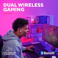 GXTrust 409 Oxxie Wireless Earbuds PS5 Switch PC Mobile, Bluetooth or USB-C Receiver, Gaming Earphones with 4 ENC Noise Cancelling Microphones, 40h Battery Life, Low Latency Stereo In Ear Buds, White