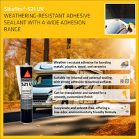 Sika Sikaflex 521 UV Weathering-Resistant Sealant Adhesive Overpaintable â Black 300ml