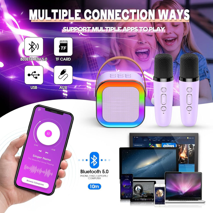 Gralal Karaoke Machine 2 Microphones, Girls Birthday Presents for Girls Toys Age 3-12 Microphone for Kids Toys for 3-12 Year Old Girls Gifts Birthday Gifts for Girls Easter Gifts for Kids