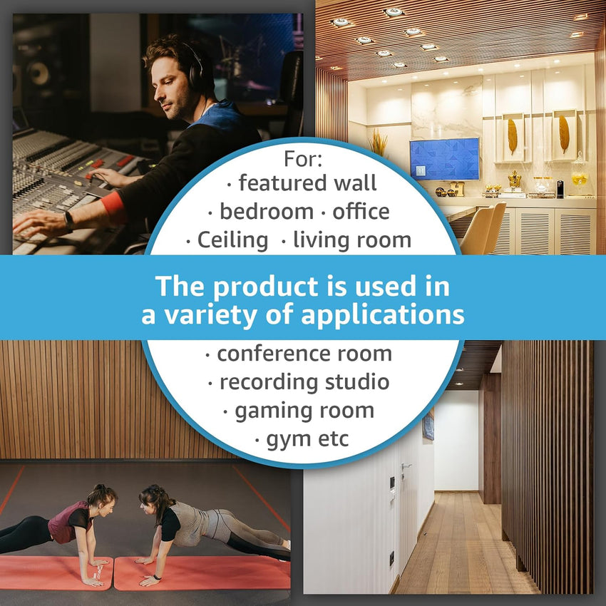 Art3d Acoustic Panel 3D Fluted Sound Absorbing Wall and Ceiling Panel â Walnut