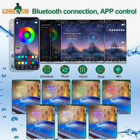 Longrun LED Strip Lights, LED Water Blade Features Lights, IP68 Waterproof Pond Pool Light Underwater with Remote, APP Control LED Light for Garden Fountain Outdoor Aquarium -28.5cm