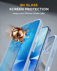 Magnetic Case for iPhone 17 with Built-in Glass Screen Protector, Camera Control Button â Light Blue