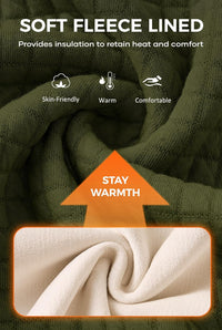 Men's Waffle Pullover Ribbed Corduroy Stand Collar Fleece-Lined Quarter Zip Sweater Green L
