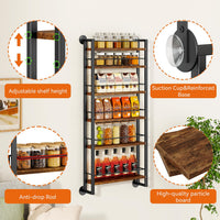 6-Tier Wall-Mounted Spice Rack Door Organizer with Shelves Brown