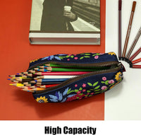 LParkin Cute Garden Gnome Canvas Pencil Case Pen Bag Pouch Gadget Box Stationary Case Makeup Cosmetic Bag