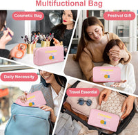 Crochet Cosmetic Bag Oxford Cloth Zipper Pouch for Crocheters Knitting Gifts â Pink