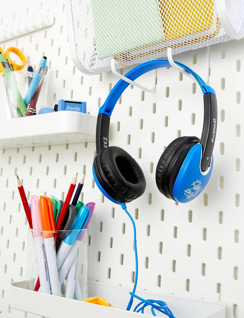 groov e KIDZ - DJ-Style Wired Headphones for Kids - Over the Ear Headphone with 1.2m Audio Cable, Adjustable Headband, Soft Ear Pads, & 40mm Drivers - 3.5mm Audio Jack - Blue