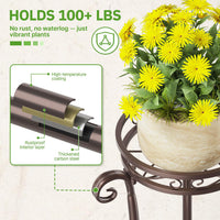 3-Tier Metal Plant Stand Tall Stable Flower Rack for Large Pots Bronze