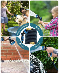 Expandable Garden Hose 100ft 10-Function Nozzle No-Kink 3-Layer â Green