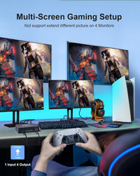 L'Puluva HDMI Splitter 1 in 4 out, 4K Splitter for 4 Monitors, 4 Way HDMI Distribution, Multi Adapter for PC, Laptop, HDTV, Projector,1 input 4 Outputs, Mirror Only, Not Extend