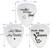 Stainless Steel Guitar Picks Pack of 3 Father's Day Gift