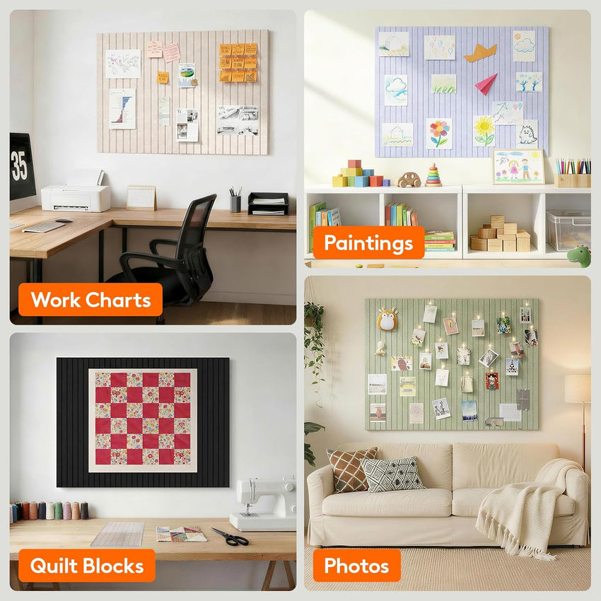 Felt Slatted Bulletin Board 120x90cm 12-Pack with Pushpins Oatmeal