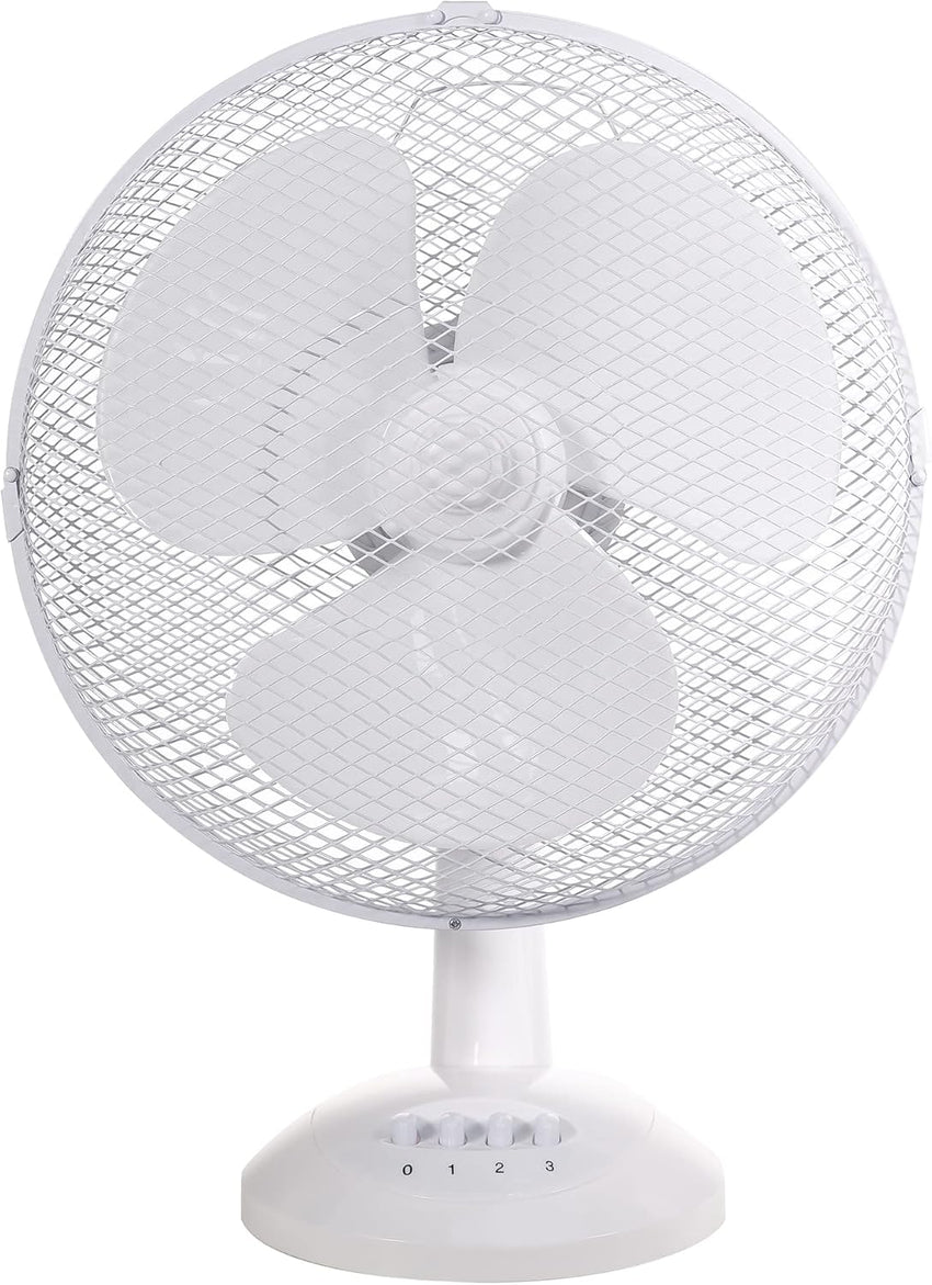 Russell Hobbs 12in Portable Desk Fan 3-Speed Wide-Angled Oscillation â White