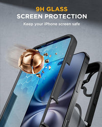 Miracase Magnetic Case for iPhone 16 Plus Case 6.7", [Upgraded Camera Control Cover],[Bubble Free] Built-in Tempered Glass Screen Protector, Full Body Bumper Case Compatible with Magsafe (Black)