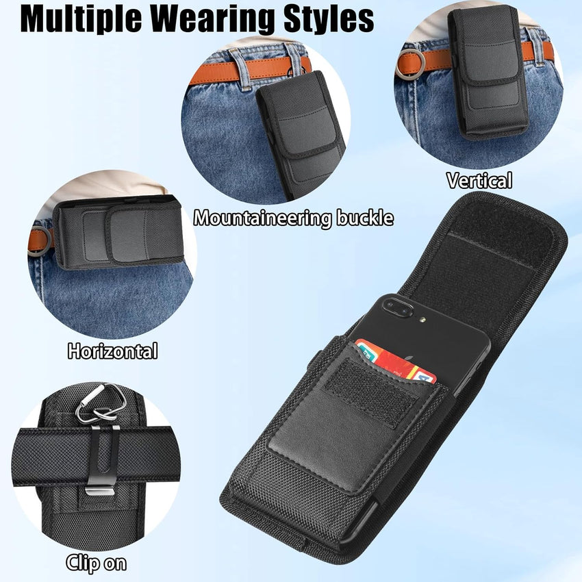 Cell Phone Belt Holster,Phone Nylon Holster Case,Mobile Phone Pouch with Belt Loop,Heavy Duty Phone Cover with Belt Clip for 5.8-6.8 inch smartphones