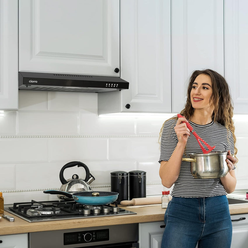 CIARRA CBCB6903 60cm Visor Cooker Hood Undercabinet Hoods Wall Mounted Kitchen Extractor Fan 600mm Top Vented Range Hood