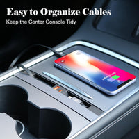 USB Hub Charger for Tesla Model 3 & Y Fast Charging with Retractable Cable â Black