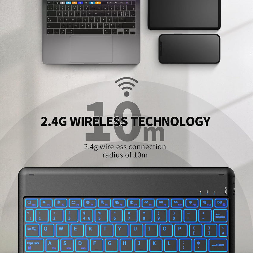 EasyAcc Bluetooth-Keyboard, Wireless Bluetooth Keyboard Compatible with Windows/Android/iOS with English Layout Tablets, backlight