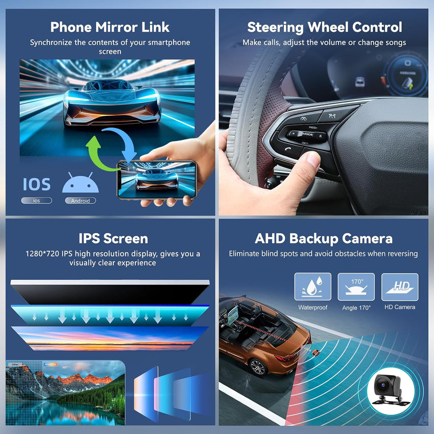 Car Radio Android Touch Screen 2G+64G with CarPlay Android Auto â Ford Focus Mondeo