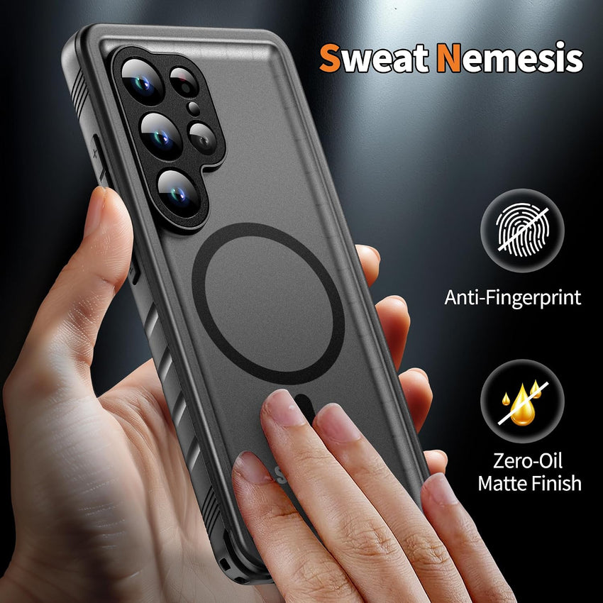 Magnetic Shockproof IP68 Waterproof 360Â° Case for Samsung S25 Ultra Compatible with MagSafe Black