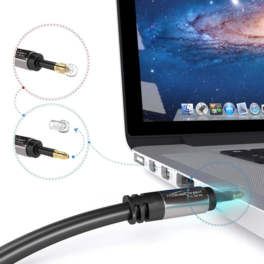 Mini-TOSLINK optical audio cable with signal protection - 1m (Mini-TOSLINK to TOSLINK, digital SPDIF/fibre optic cord for soundbars, stereo systems/amps, Hi-Fi) by CableDirect