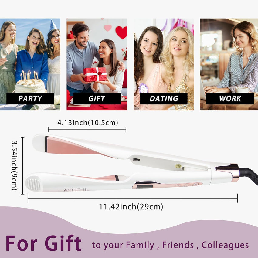 Pro Twist 2-in-1 Hair Straightener & Curler Ceramic Dual Voltage LCD 130-230Â°C - With Heat Mat