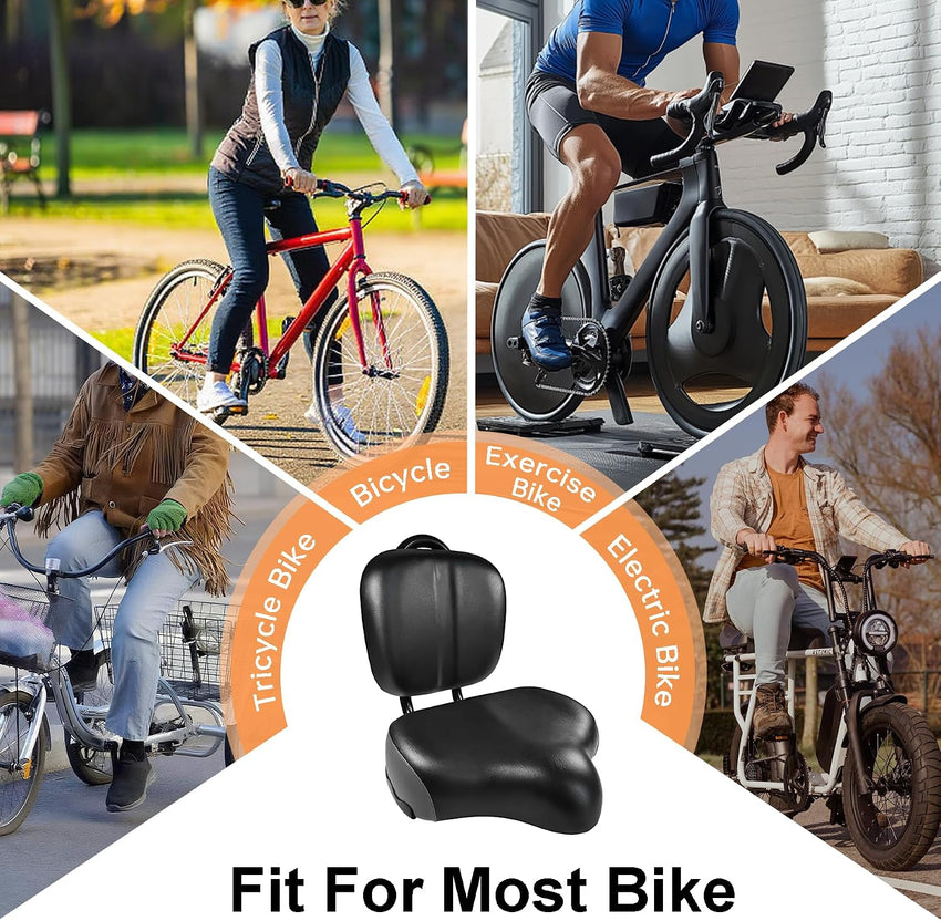 Aresvns Oversized Bicycle Saddle, Comfortable Leather City Bike Saddles Filled with Latex, Replacement Soft Rear Seat Cushion for Bikes, Universally Suitable for Both Men and Women