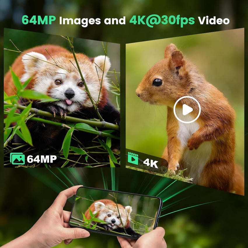 Cellular Wildlife Camera 2K 48MP Solar Night Vision Motion-Activated â Built-in 6000mAh