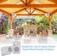 Pyle Home Dual Waterproof Outdoor Speaker System 300W - 3.5 Inch/8.9cm Pair of Weatherproof Wall/Ceiling Mounted Speakers, Heavy Duty Grill, Universal Mount, For Pool, Patio, Boat, Indoor, (White)