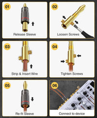 BlueRigger Banana Plugs 2 Pairs / 4 pcs (Closed Dual Screw) - 4 Pack Gold Plated Speaker Plugs Connector for Speaker Wire, Amplifier, Receiver, Banana Wall Plate, Home Theater